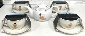 Set Of 4 Disney Cinderella 16 Oz Teacup With Saucer & 1 Tea Pot - Picture 1 of 13