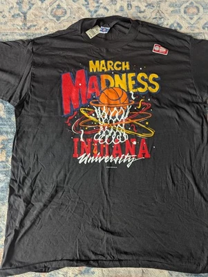Vtg 90s IU Indiana Univ March Madness Deadstock Single Stitch T-Shirt XXL EC - Image 1 of 4