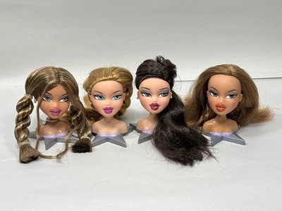 Bratz Head Gamez Yasmin Jade Meygan Lot Of 4 Fashion Headz With Stands Rare - Image 1 of 4