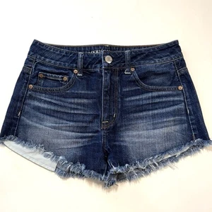 American Eagle High Rise Festival Cutoff Raw Hem Denim Shorts Women’s Size 4 - Picture 1 of 5