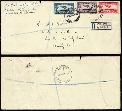 Correo aéreo de Nueva Zelanda 1936, primer vuelo Christchurch Wellington, a Suiza Foto 1 de 3