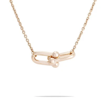 Collar de cadena de oro rosa K18 colgante de doble eslabón pequeño de herrajes Tiffany & Co. Foto 1 de 4