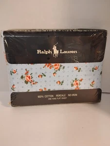 Ralph Lauren Calico Rose Blue King Flat Sheet Floral Cottage NOS Sealed New - Bild 1 von 10