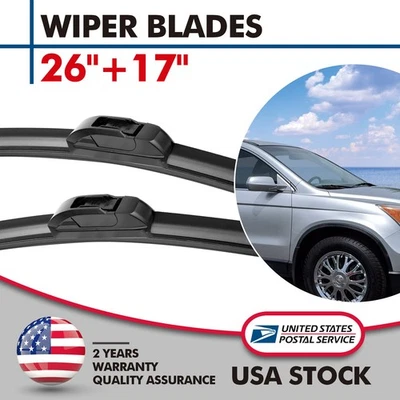 Front Windshield Wiper Blades Pair 26"+17" All Season For Pontiac Vibe 2009-2010 - Imagem 1 de 4