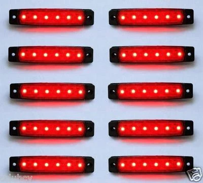10 Piezas X 24V 6 LED Marcador Luces Traseras Rojo Color para Volvo DAF Renault - Imagen 1 de 2