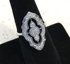 RARO ~ Pandora Sparkling Lace Ring #190917CZ ~ CAJA CON BISAGRAS GRATIS Y TELA DE PULIDO + Etiqueta - Imagen 1 de 9