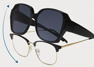 Überzieh Sonnenbrille für Brillenträger schwarz Überziehbrille Überbrille A - Bild 1 von 8