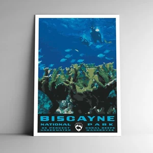 Biscayne Nationalpark Reiseposter/Postkarte Florida USA mehrere Größen - Bild 1 von 4