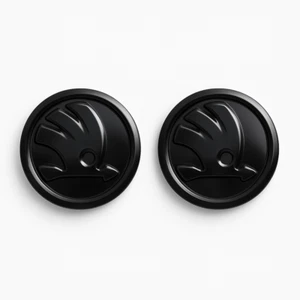 Original SKODA Gloss Black Logo Badge - 2X - 80mm VRS Fabia Octavia Front/Rear - Picture 1 of 3