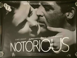 Notorious Original Quad Movie Cinema Poster Hitchcock Bergman Grant BFI 4K RR - Imagen 1 de 8