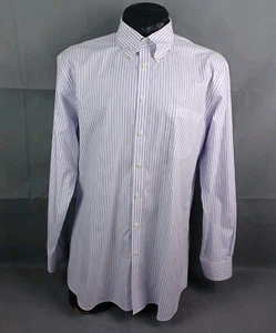 Paul Frederick Mens Dress Shirt 18-36 Trim Fit Button Down Striped Oxford 2 Ply - Picture 1 of 11