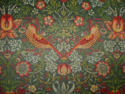 William Morris Strawberry Thief Grau samt Stoff Vorhang Polster Kissen - Bild 1 von 4