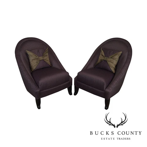 Directional Custom Purple Upholstered Pair of Club Chairs Cover