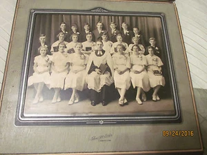 Vintage großes 8x10 Foto Jungen & Mädchen Chor Chor & Lehrer Schule oder Kirche - Bild 1 von 8