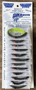 Gusanos de goma"" Kelly's Firetail Worm 12 negro Chartreuse cola de fuego pies - Imagen 1 de 1