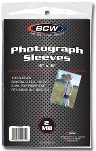 BCW 4X6 Photograph Sleeves - Premium Archival Quality Crystal Clear Polypropylen - Picture 1 of 1