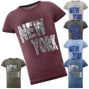 Boys Kids T-Shirt Reversible Sequins New York Design Shirts Summer 22028 - Picture 1 of 34
