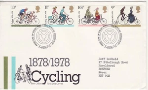 GB Stamps First Day Cover Centenary of Cycling Clubs SHS Cog wheel drive 1978 - Picture 1 of 1