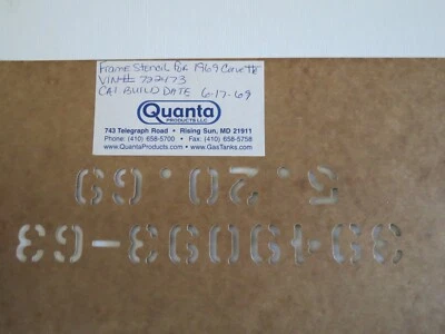 Chevrolet Corvette 1969 cuadro plantilla con fecha de construcción de junio de 1969 - nuevo y envío gratuito Foto 1 de 4