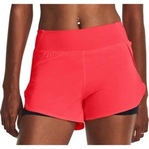 Under Armour Flex Woven Womens Training Shorts Pink 2 In 1 Compression Gym - Picture 1 of 5
