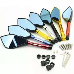 CNC Aluminum 8mm 10mm Side Rear View Mirrors For Honda Suzuki Kawasaki Yamaha - Picture 1 of 8