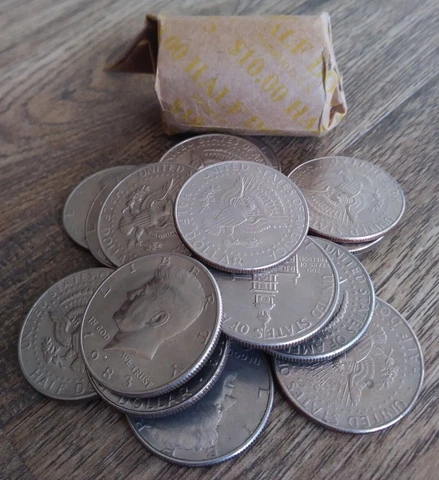 Kennedy Half Dollar Roll, Good Circulated Condition, Mixed Dates, $10 (20 Coins) Cover