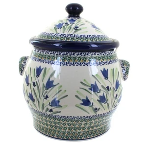 Blue Rose Polish Pottery Blue Tulip Cookie Jar - Picture 1 of 1