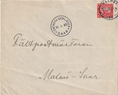 SWEDEN: Cover Malmö to the Swedish Battalion in SAAR 1935, Scarce. - Image 1 of 4
