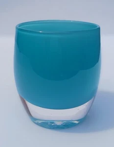 Glassybaby Teal Blue Hand Blown Art Glass Votive Candle Holder Decor - Picture 1 of 7