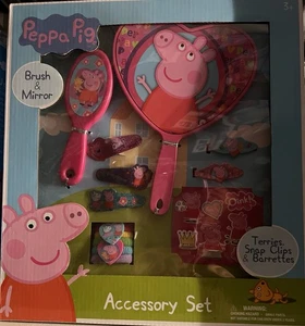 Peppa Pig 13 Piece Hair Accessory Kit barrettes, snap clips,mirror,hair brush - Picture 1 of 3