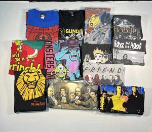 Pop Culture T shirt Lot Of 12 Disney DC Marvel Gundam Grinch Horror Hobbit - Picture 1 of 12