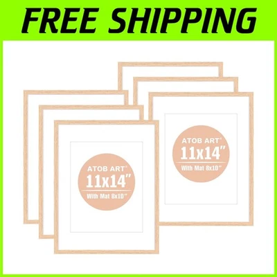 Protective 11x14 Oak Wood Frames 6pcs with Plexi Glass for Stunning Home Display - Image 1 of 4
