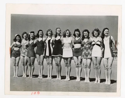 Atlantic City NJ Attention Nazi Subs Women in Bathing Suits Beach Female Photo - Image 1 of 2