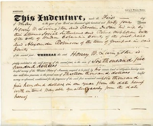Escritura hipotecaria 1844 condado de Columbia NY Henry W. Livingston a Alexander Robinson - Imagen 1 de 8