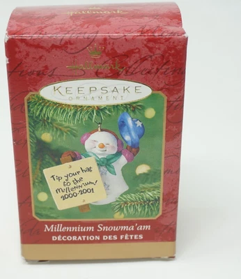 Hallmark Keepsake Árbol de Navidad Adorno Muñeco de Nieve Milenio 1999 2000 Foto 1 de 3