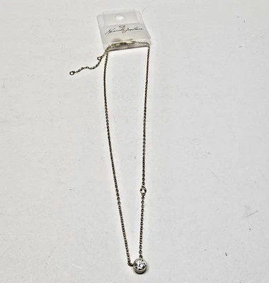 NWT CZ by Kenneth Jay Lane Double Round Bezel Cubic Zirconia Gold Tone Necklace - Image 1 of 4