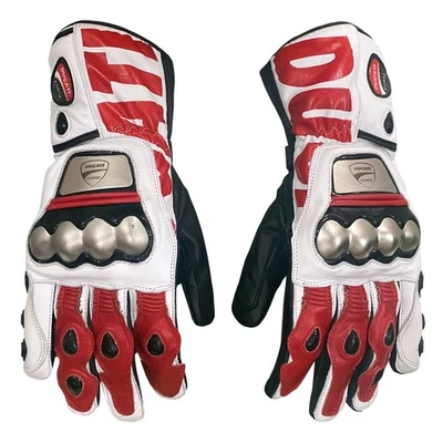 Guantes de cuero Ducati Corse GP moto carreras rojo blanco negro equipo de motocicleta Foto 1 de 4