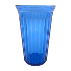 Hazel Atlas Glass Tumbler Cobalt Blue Aurora Ribbed 4-5/8" 6 ounce Replacement - Picture 1 of 5