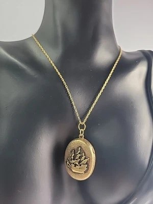 Винтажный духи медальон ожерелье морской шиоп дизайн золотой тон морской - Изображение 1 из 4