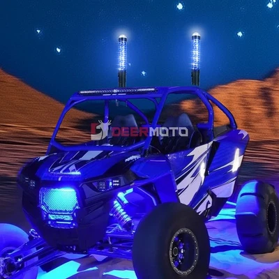 2X 1FT LED Fat Whip Light RGB con luz estroboscópica para Polaris RZR XP 1000 900 800 Foto 1 de 4