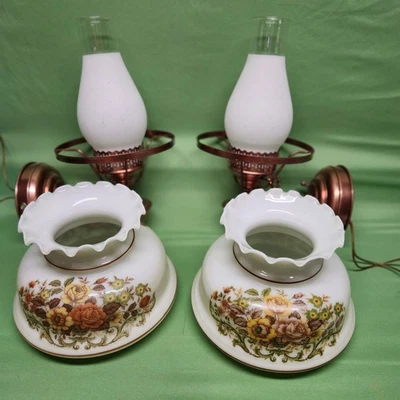 Par de apliques de pared MCM de color cobre vintage con tonos de rosa oxidada Quoizel Foto 1 de 4