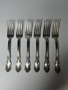 FESTIVITY 6 Dinner Forks Reed & Barton Silver Plate Flatware 7.5” Tiger Lily - Picture 1 of 4