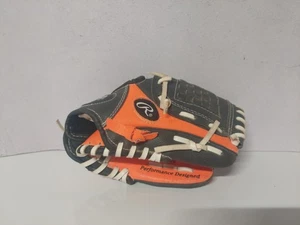 Rawlings Baseball Glove Youth 9" T-Ball RHT PL91GNO Black Orange - Picture 1 of 8