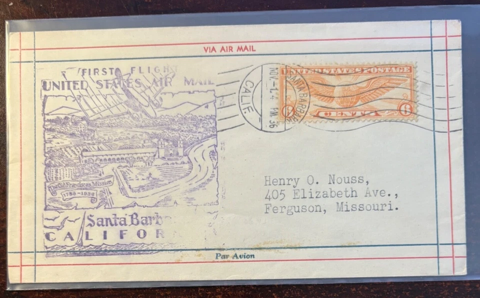 #C19 on First Flight, Santa Barbara, CA 11/1/1936 cancel - Image 1 of 1