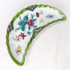 Vintage grün und weiß Geschenk geformte Schale 7” x 3,5” LJ Japan Floral - Bild 1 von 6