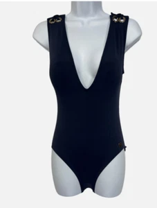Traje de baño Michael Kors con ojal cuello en V de una pieza azul oscuro talla 4 - Imagen 1 de 12
