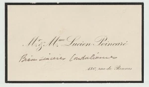 LUCIEN POINCARE CARTE DE VISITE ORIGINALE - XIXEME frère du président Raymond 3 - Imagen 1 de 1