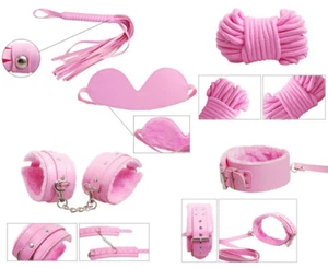 Adult Sexy BDSM Bondage Kit Hand Cuffs Neck Collar Blindfold Rope SM Toy New UK - Picture 1 of 10