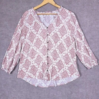 Top para mujer MASON & BELLE XL floral ligero arrugado botón delantero ajuste relajado  Foto 1 de 4