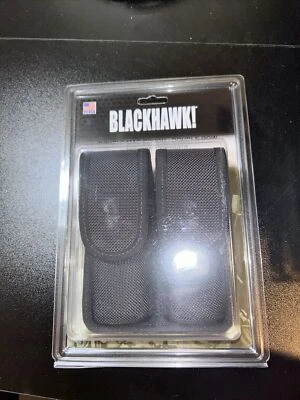 BlackHawk 44A001BK Black Double Mag Pouch Double Row Molded Codura NEW - Image 1 of 4